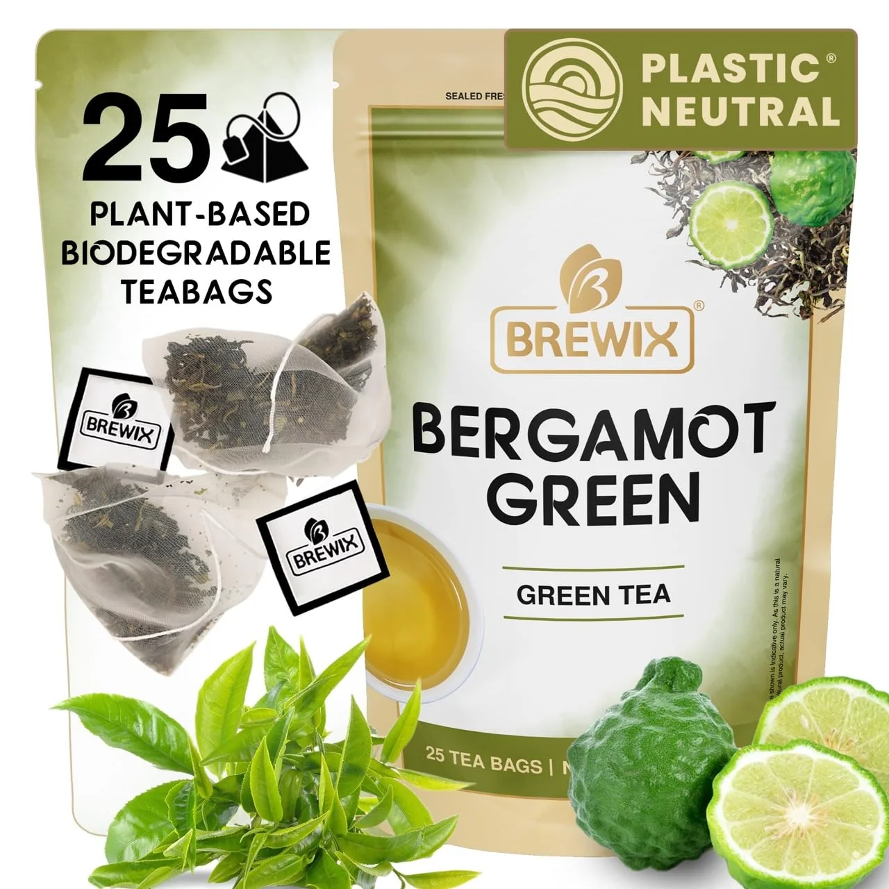 Practical Brewix Bergamot Green Tea 25 Pyramid Tea Bags Caffeinated Tea Loose Leaf Earl Grey Green Tea With Pure Bergamot High Elevation Grown Fine Crafted