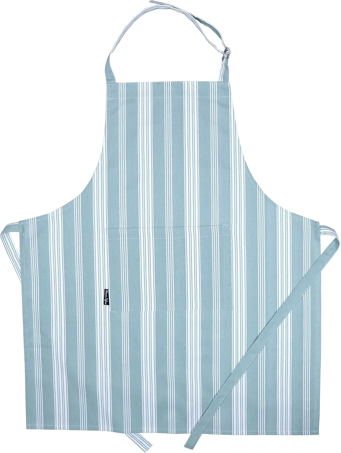 Casual Cotton Striped Aprons for Women with Pockets - Adjustable Strap and Waist Ties Printed Apron for Baking Cooking Gardening 27.5 x 33 Inches - Dove Blue Trendy