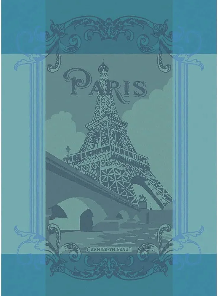 Premium Material Garnier Thiebaut Paris Seine Turquoise French Kitchen Towel 22 x30 Cotton Jacquard Superior