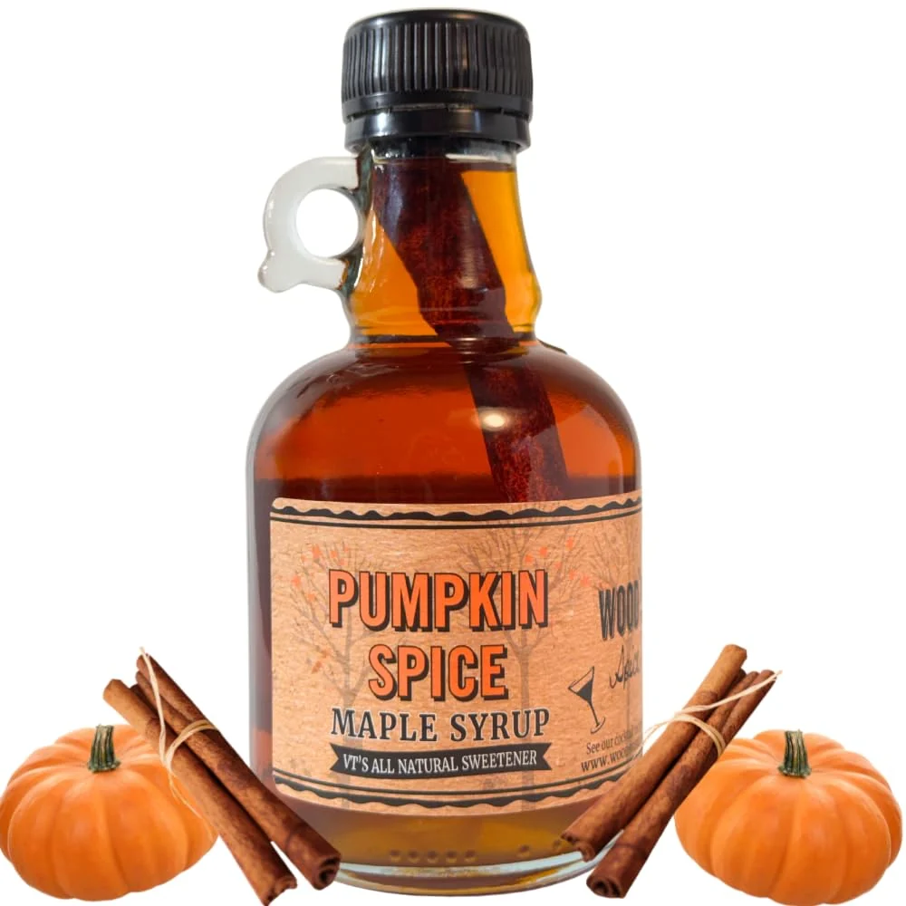 Flexible WOOD’S Pumpkin Spice Maple Syrup – Small-Batch Vermont Maple Syrup Infused with Cozy Fall Spices Natural Vegan Sweetener for Coffee Pancakes Baking More 8.45 Fl Oz 250mL Green