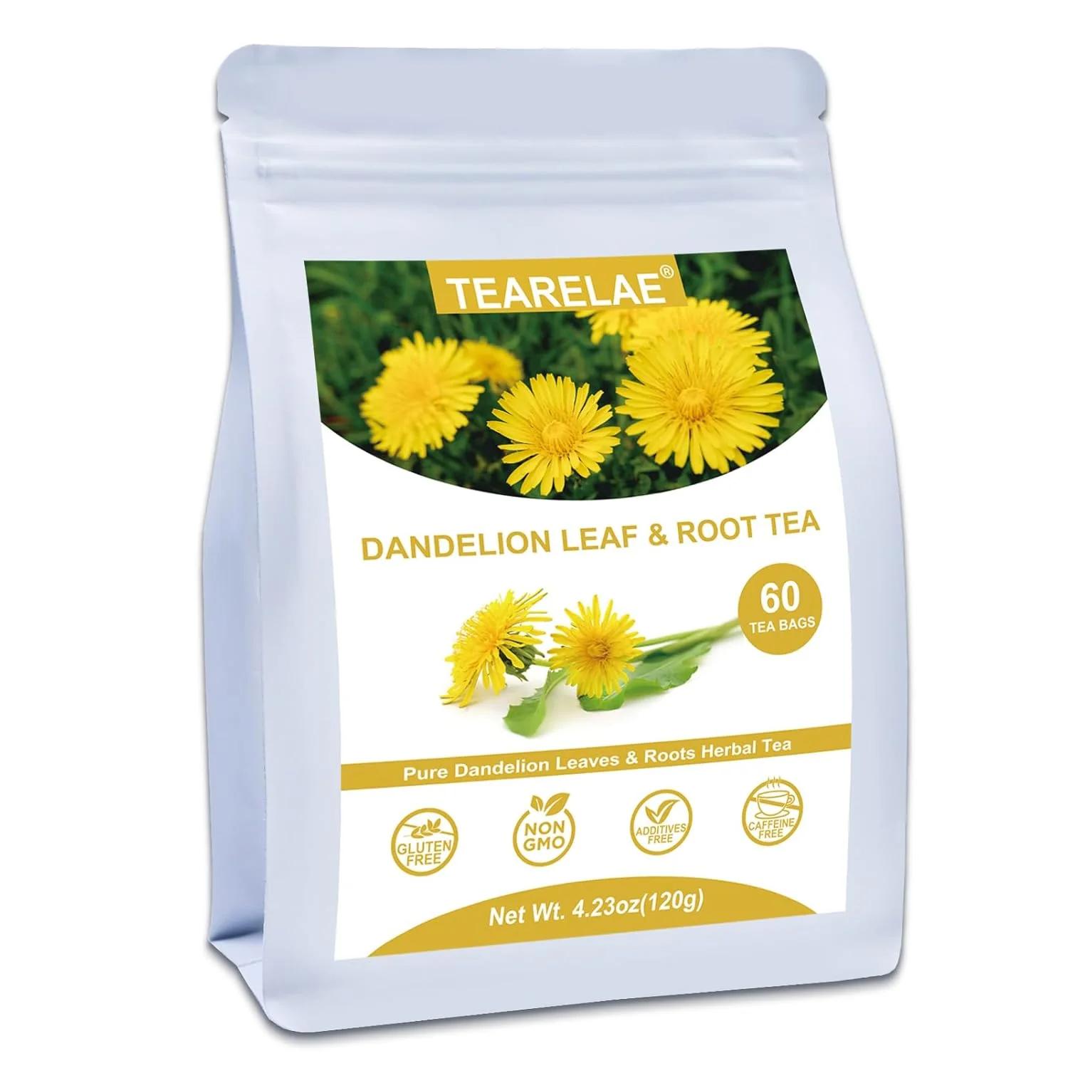 Exclusive Tearelae – Dandelion Leaf Root Tea – 60 Counts Premium Dandelion Leaf and Root Tea Bags – Support Kidney Aid in Digestion – Non-GMO – Caffeine- Sophisticated