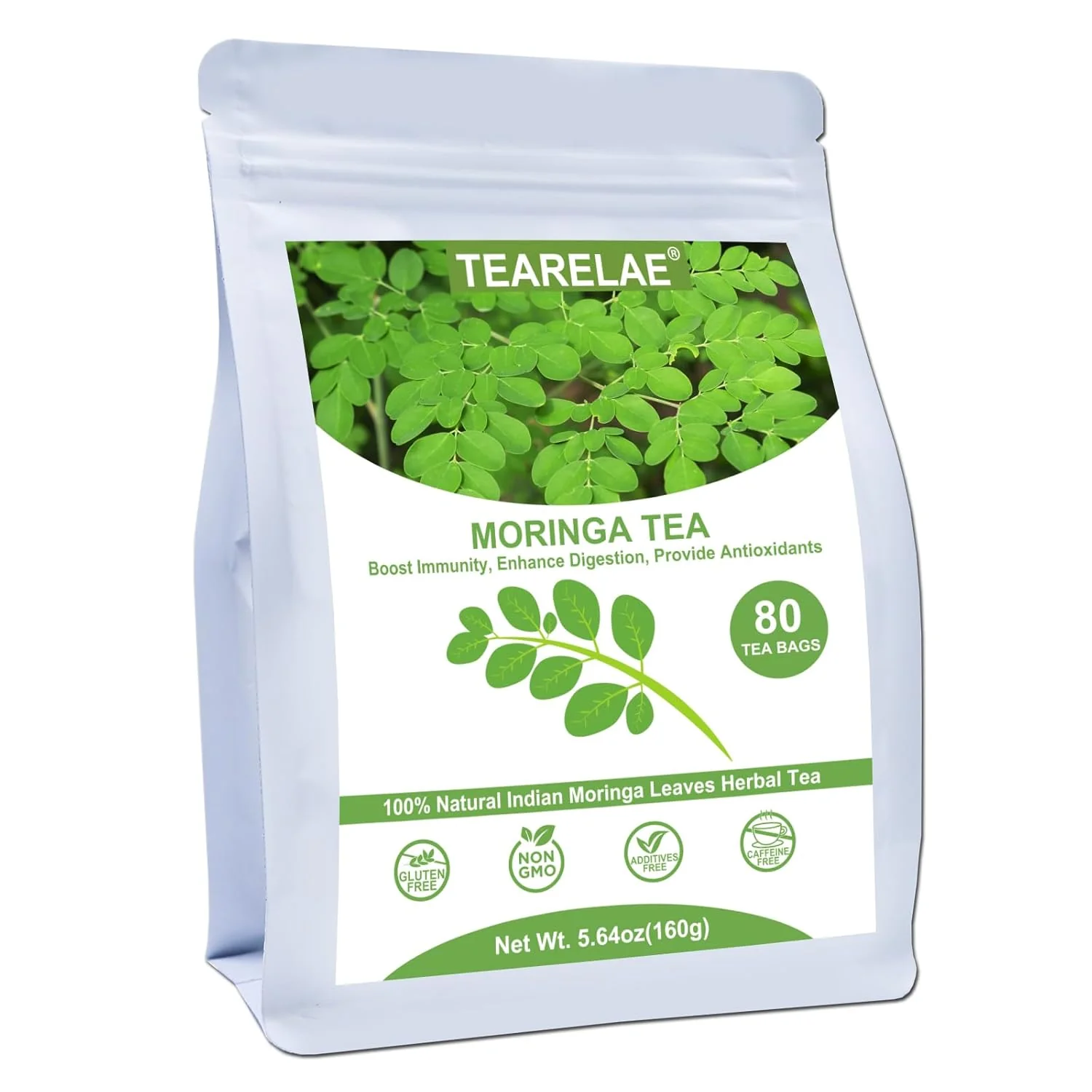 World-Class Tearelae – Moringa Tea – 2g x 80 Count – Premium Moringa Leaves Tea Bags – Boost Immunity Aid in Digestion – Non-GMO – Caffeine- Elegant