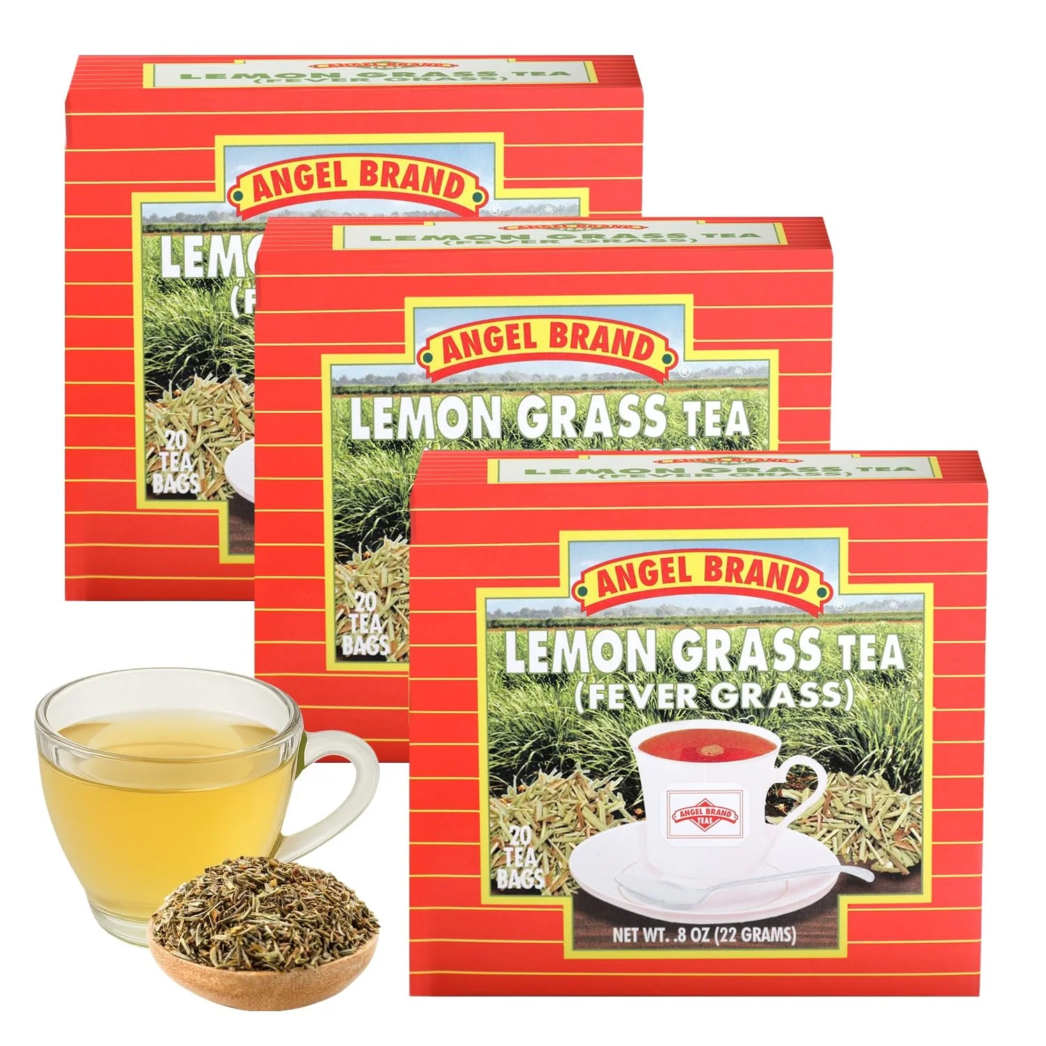 Recyclable Lemongrass Ginger Tea Bags 20 Count 3 Pack Rich Nutrient Blend Green