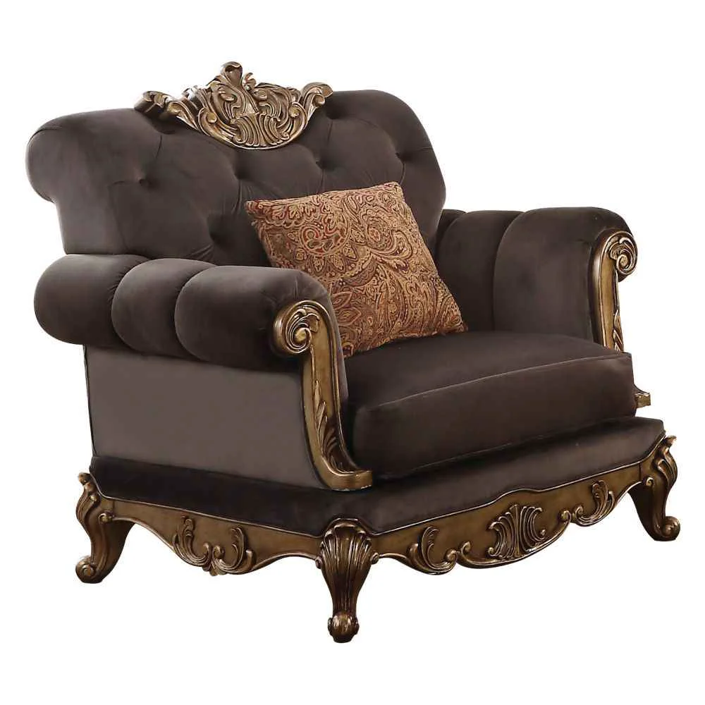 Practical Orianne – Chair – Charcoal Fabric Antique Gold Expertly Made