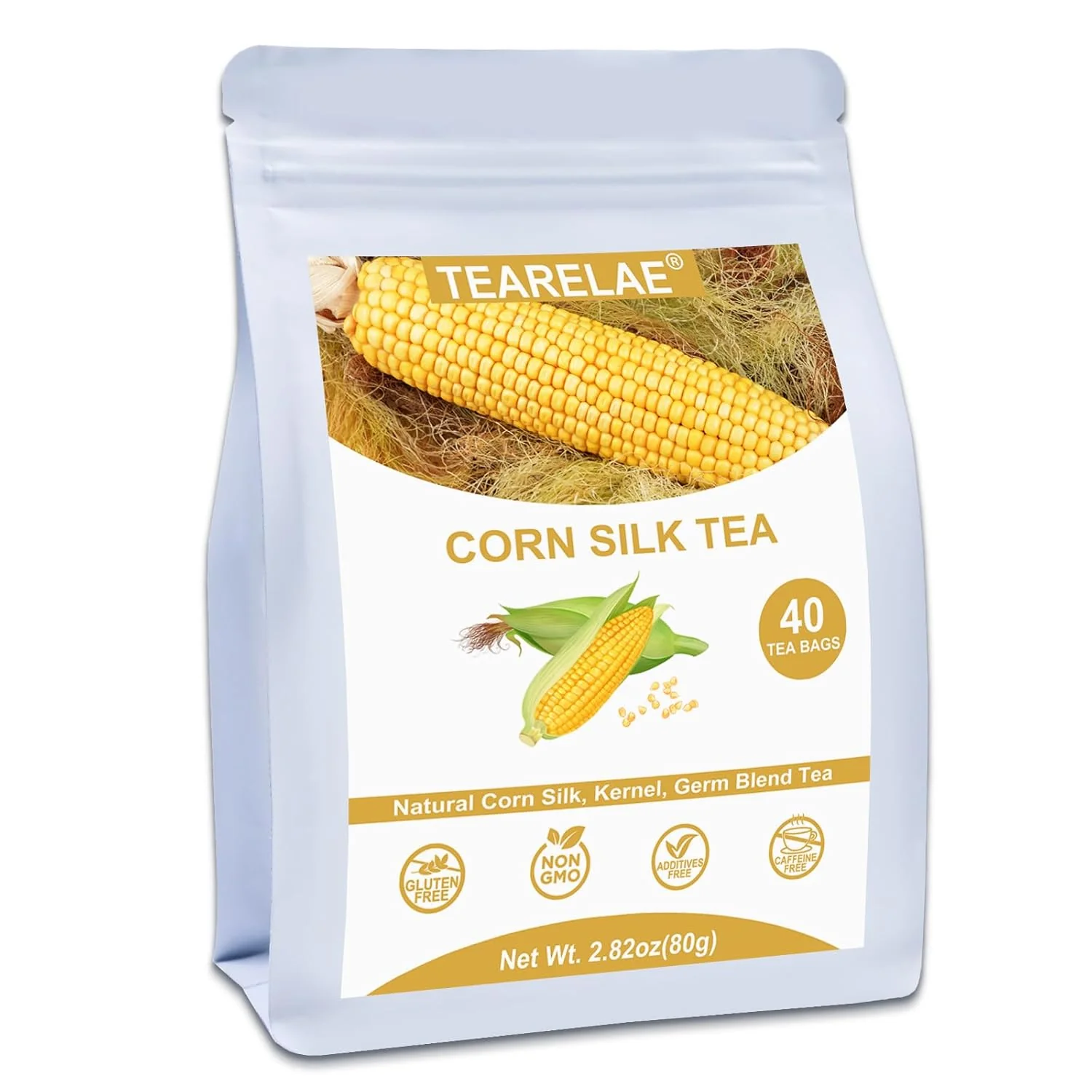 Quality Tearelae – Corn Silk Tea Bags 40 Count – Premium Natural Whole Corn Tea with Mild Sweetness – Non-GMO – Caffeine- – Promote Kidney Health