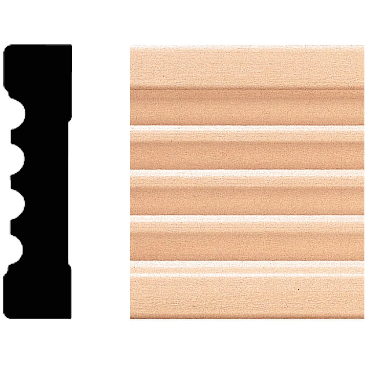 Smooth House of Fara 11 16 In. W. x 3 In. H. x 8 Ft. L. Natural Hardwood Fluted Wood Casing Proven