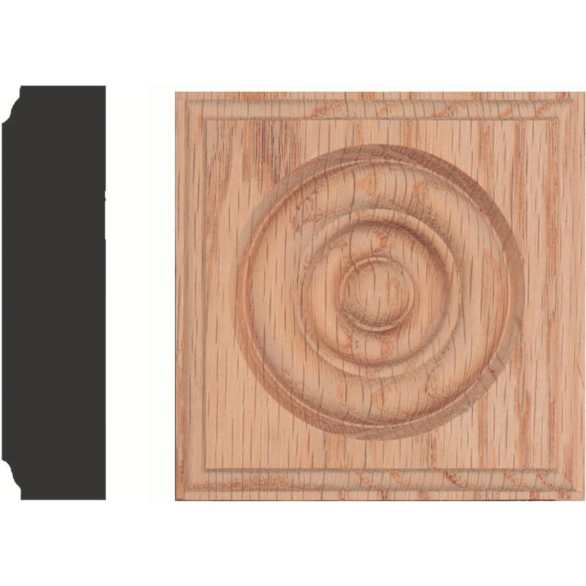 Next-Generation House of Fara 7 8 In. x 3-1 2 In. Unfinished Red Oak Rosette Block Excellent