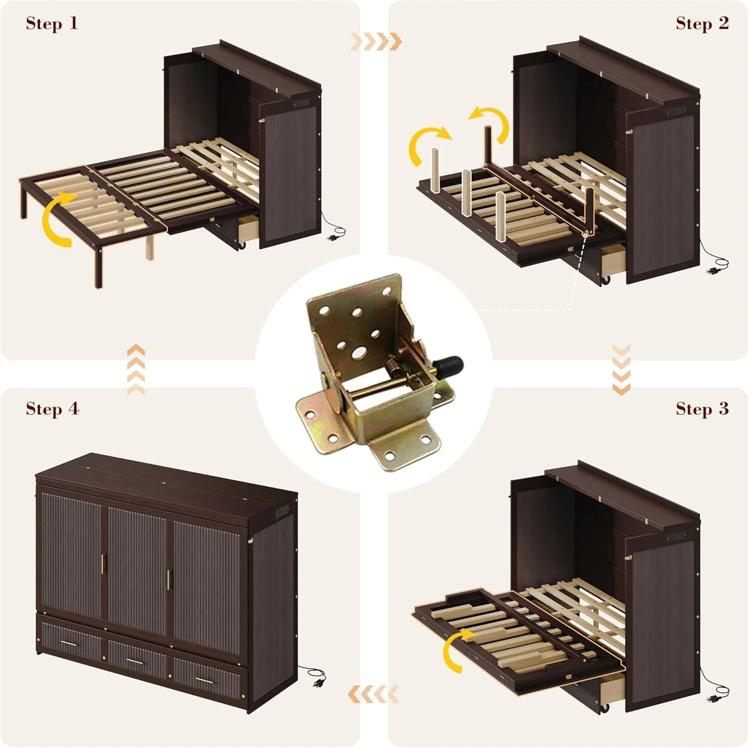 Premium Queen Murphy Bed Cabinet With Hidden Storage Drawers World-Class
