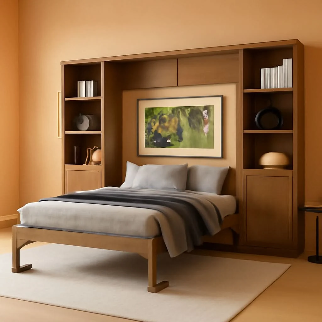 Exclusive Queen Murphy Space Efficient Bed Storage Cabinets Shelves Healthy