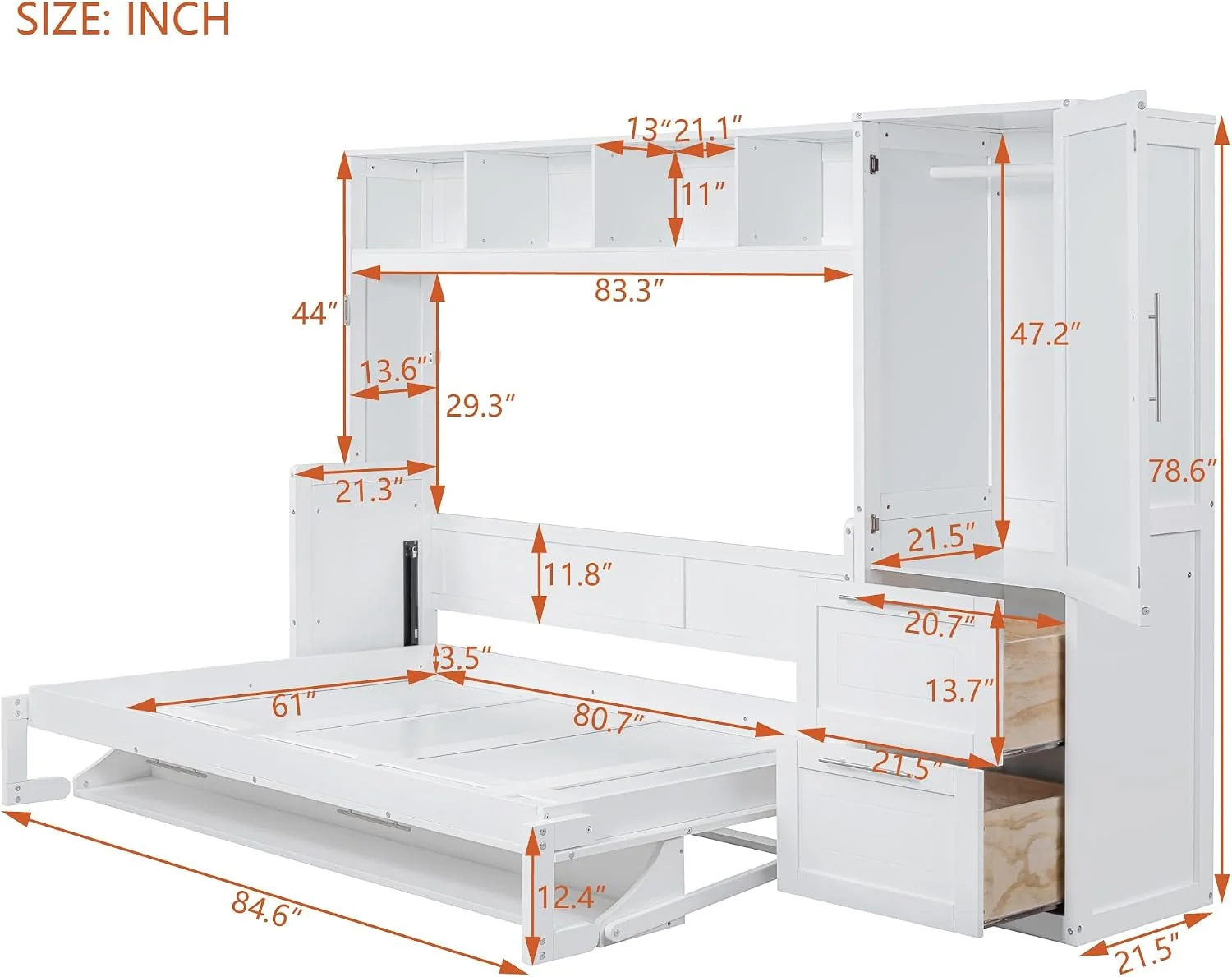 Artisan Queen Murphy Wall Bed With Integrated Closet Drawers Trendy