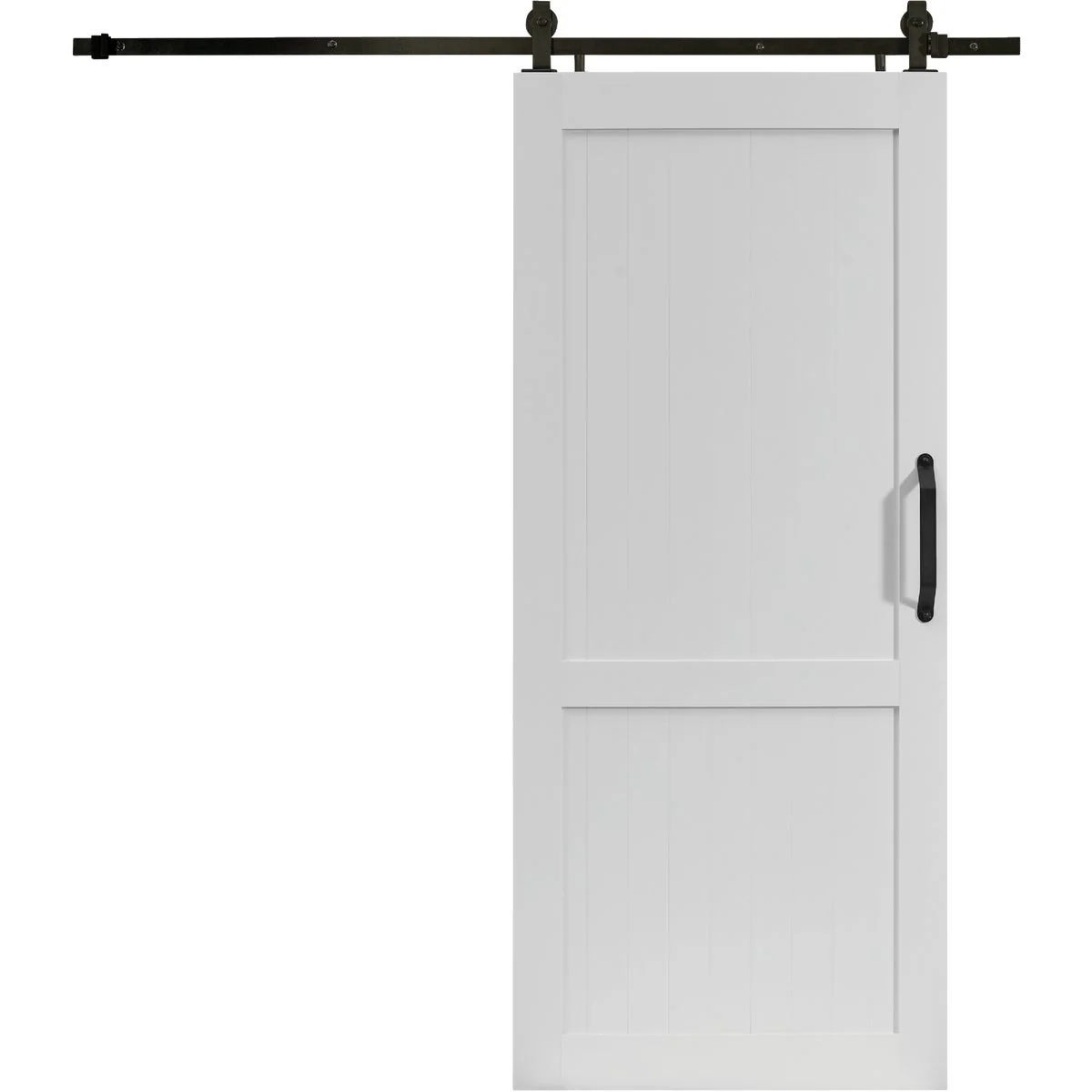 First-Class Millbrooke 36 In. x 84 In. x 1.3 In. H-Style White PVC Barn Door Kit Safe