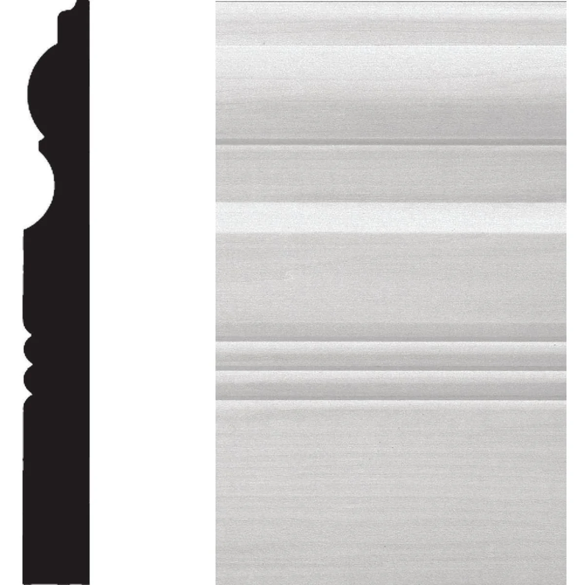 Traditional House of Fara 3 4 In. W. x 6-1 2 In. H. x 8 Ft. L. White MDF Victorian Base Molding Classic
