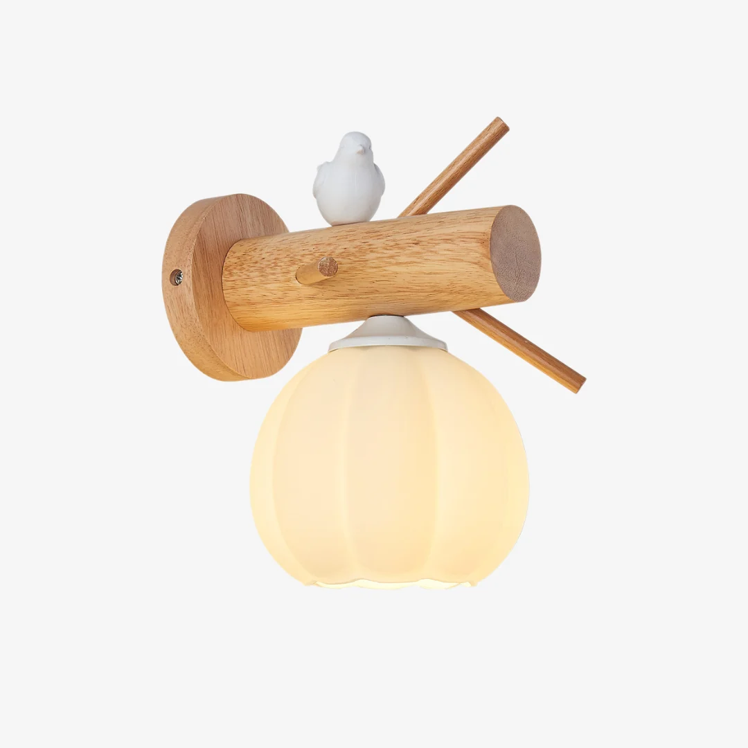 Easy-to-Use Wooden Bird Wall Lamp Prestigious
