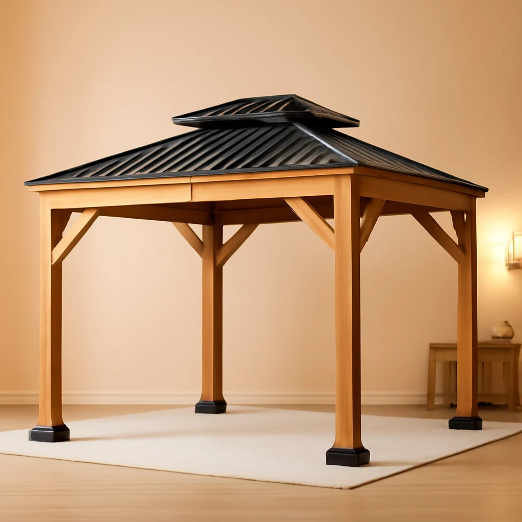 Detailed 10×12 Weatherproof Natural Gazebo With Galvanized Roof Trusted