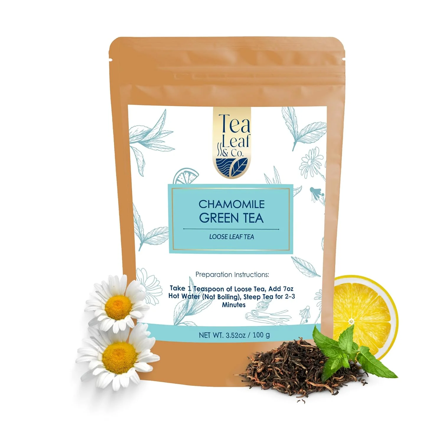 User-Friendly Chamomile Green Tea Loose Leaf 100gm 3.5oz Makes Upto 50 Servings Stylish