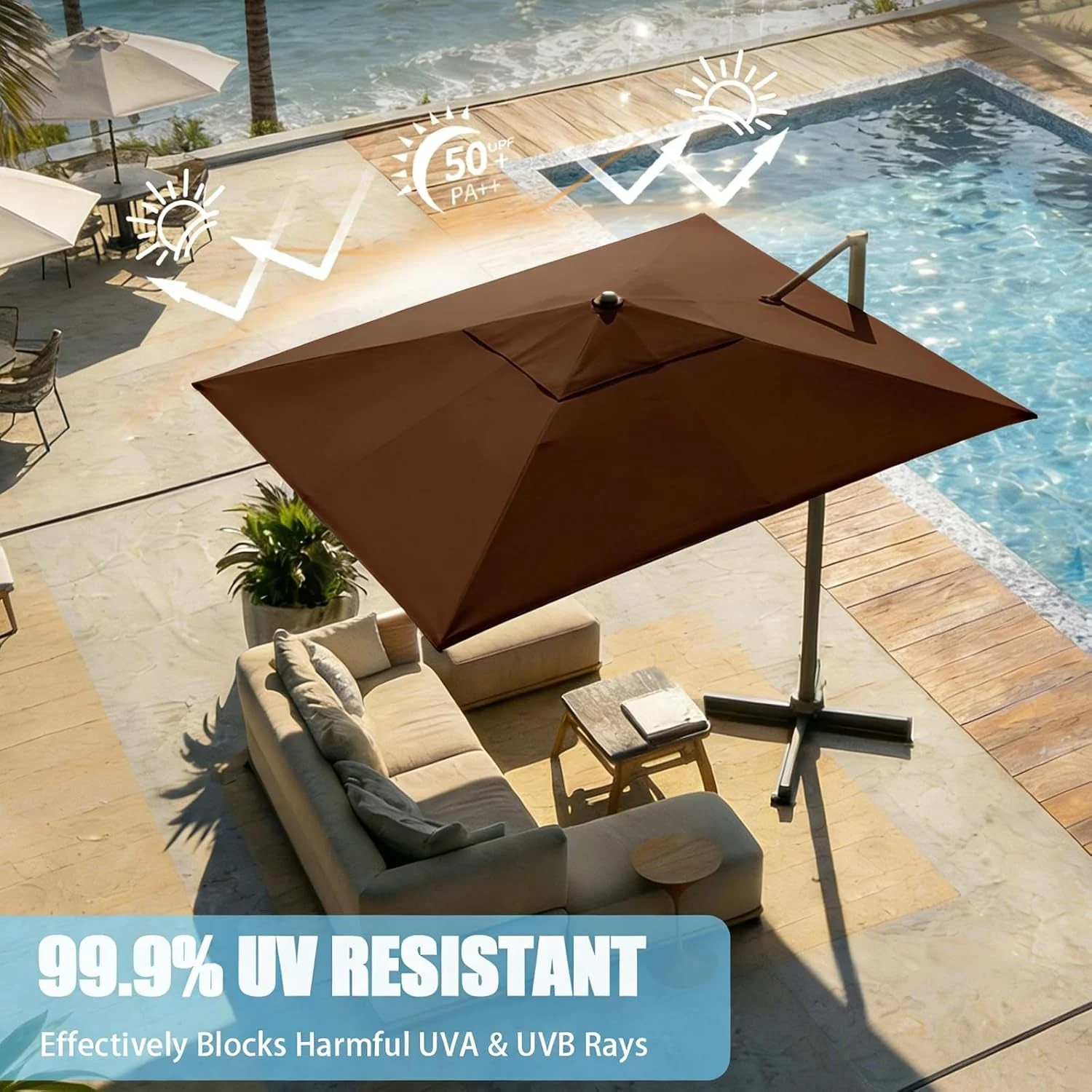 High-Grade 10 Ft Cantilever Patio Umbrella UV Resistant Outdoor Contemporary