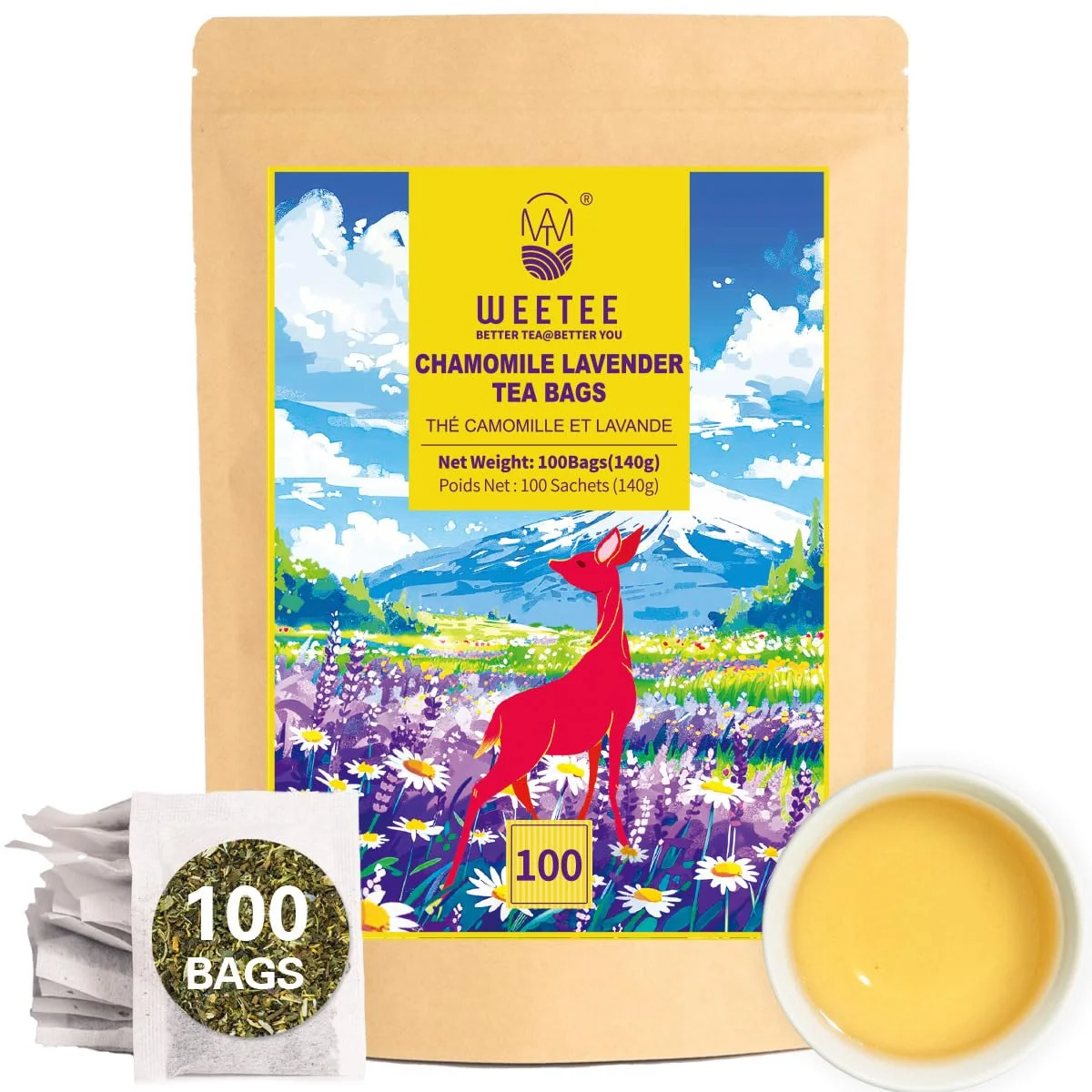Dependable Chamomile Lavender Tea Bags 100 Count Certified