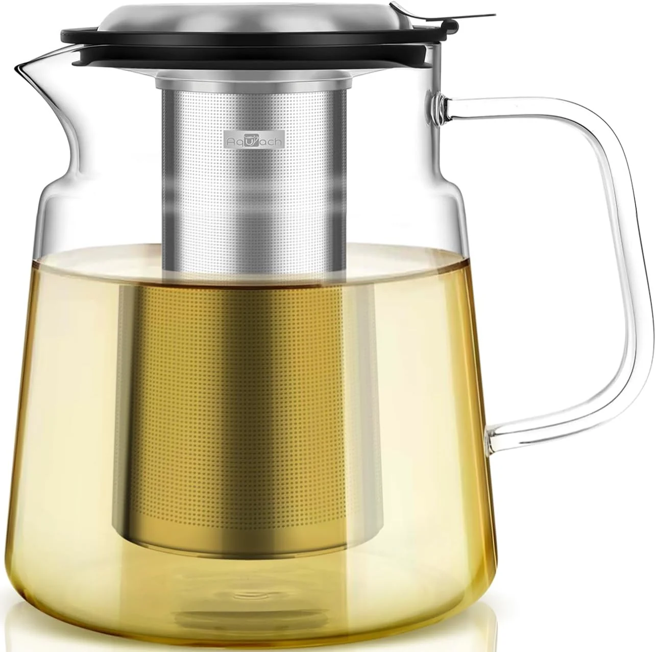 Easy-to-Use Aquach Glass Teapot with Removable Infuser – 57oz Borosilicate Tea Pot for Stovetop Cold Brew Stainless Steel Filter for Loose Leaf Iced Tea High-Performance