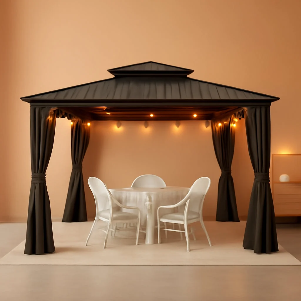 Stylish 12×12 Hardtop Outdoor Gazebo With Integrated Lighting Original Design