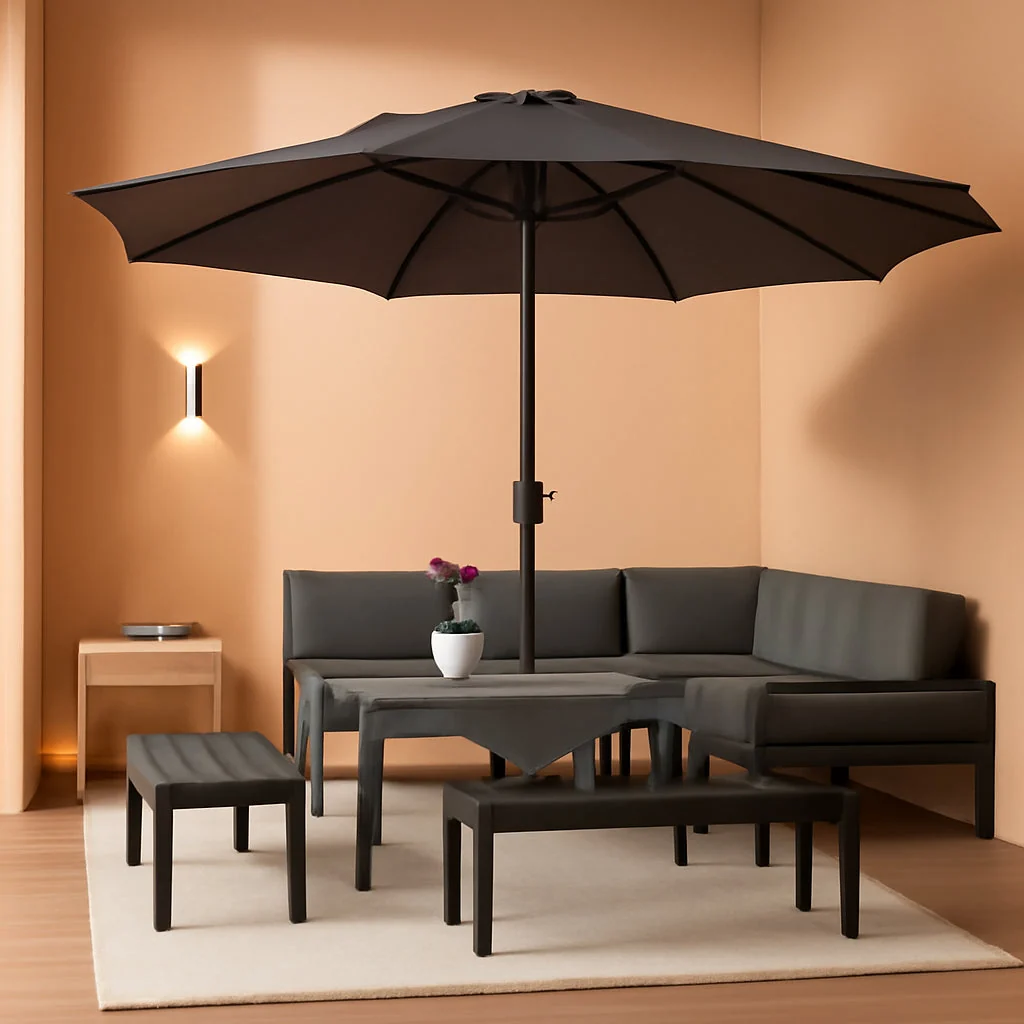 Artisan Cantilever Umbrella 10 Feet Round Graphite Rotating User-Friendly