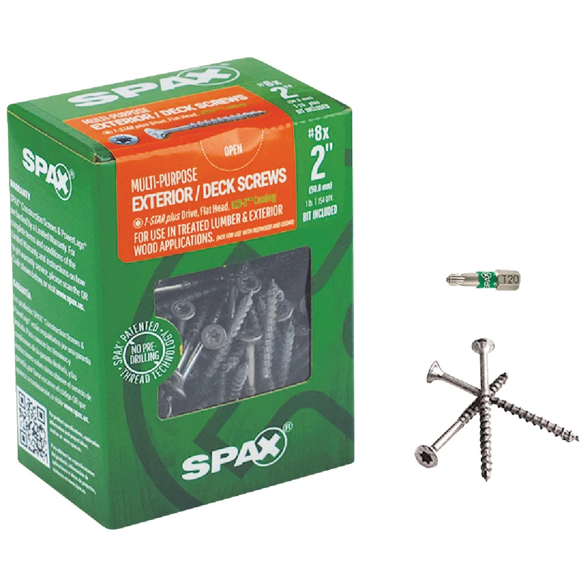 Natural Spax 8 x 2 In. Flat Head Exterior Multi-Material Construction Screw 1 Lb. Box Innovative