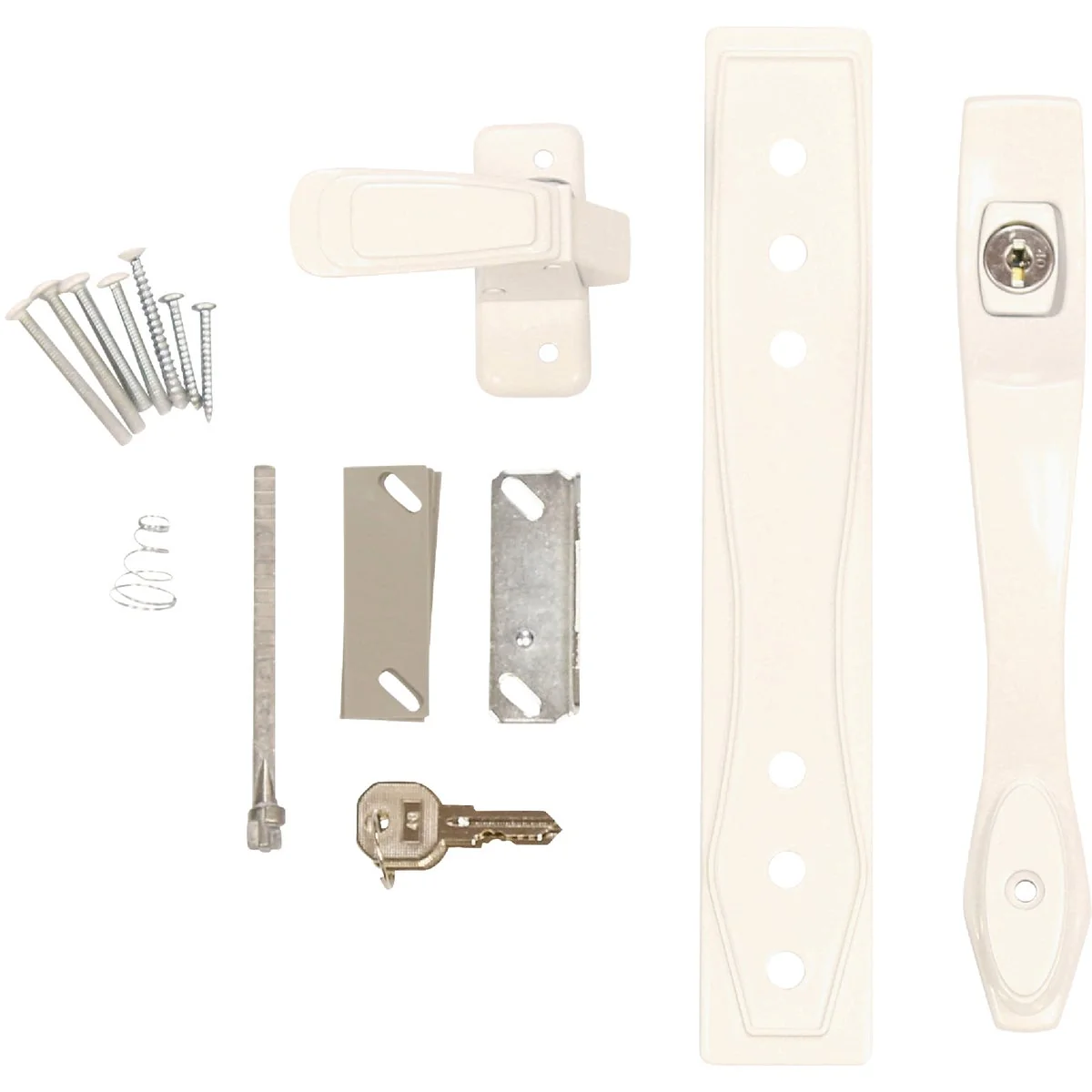 Refined Larson White Heavy-Duty Keyed Push Button Door Latch Soft