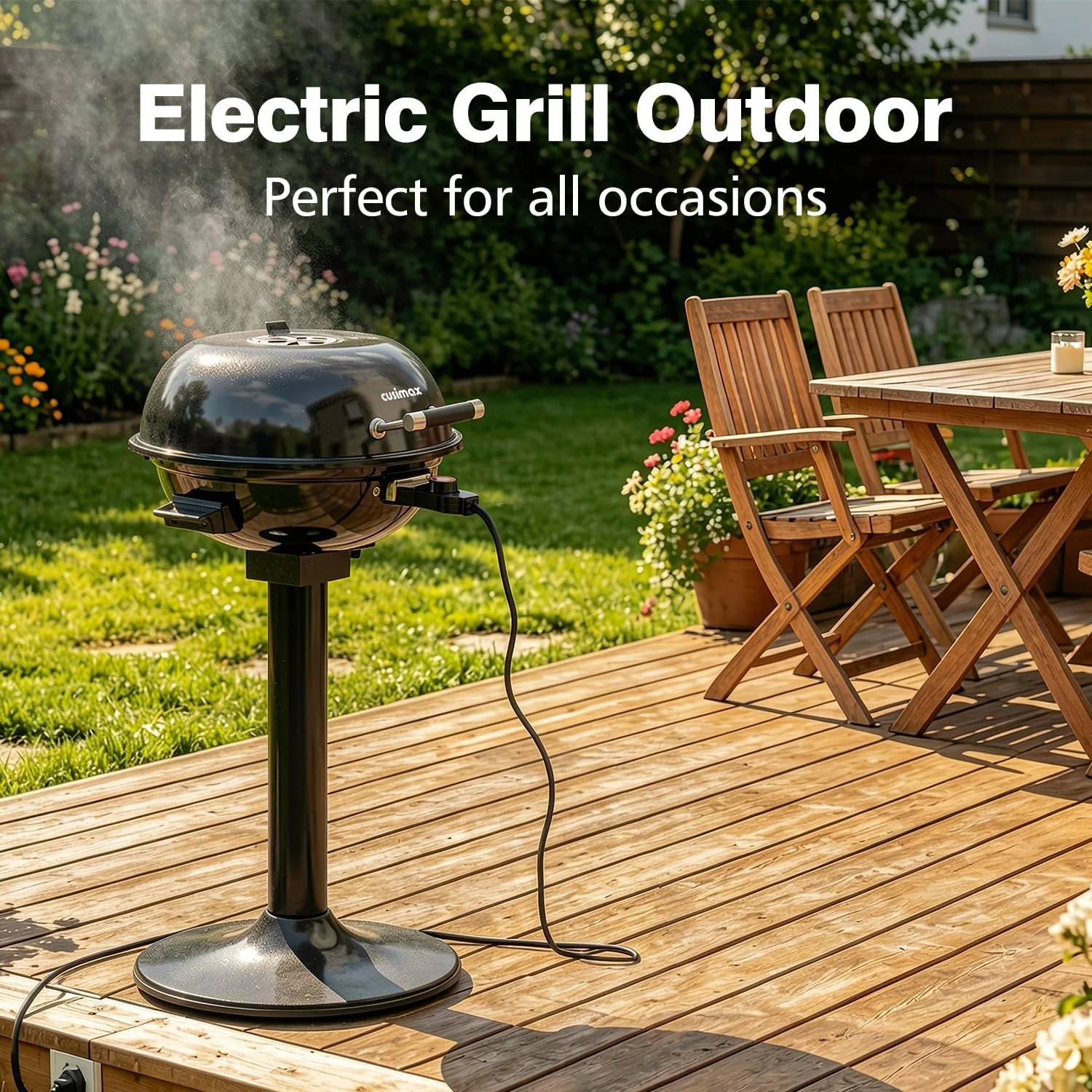 Healthy Electric Outdoor Grill 1600W Portable Weatherproof Barbecue Convenient