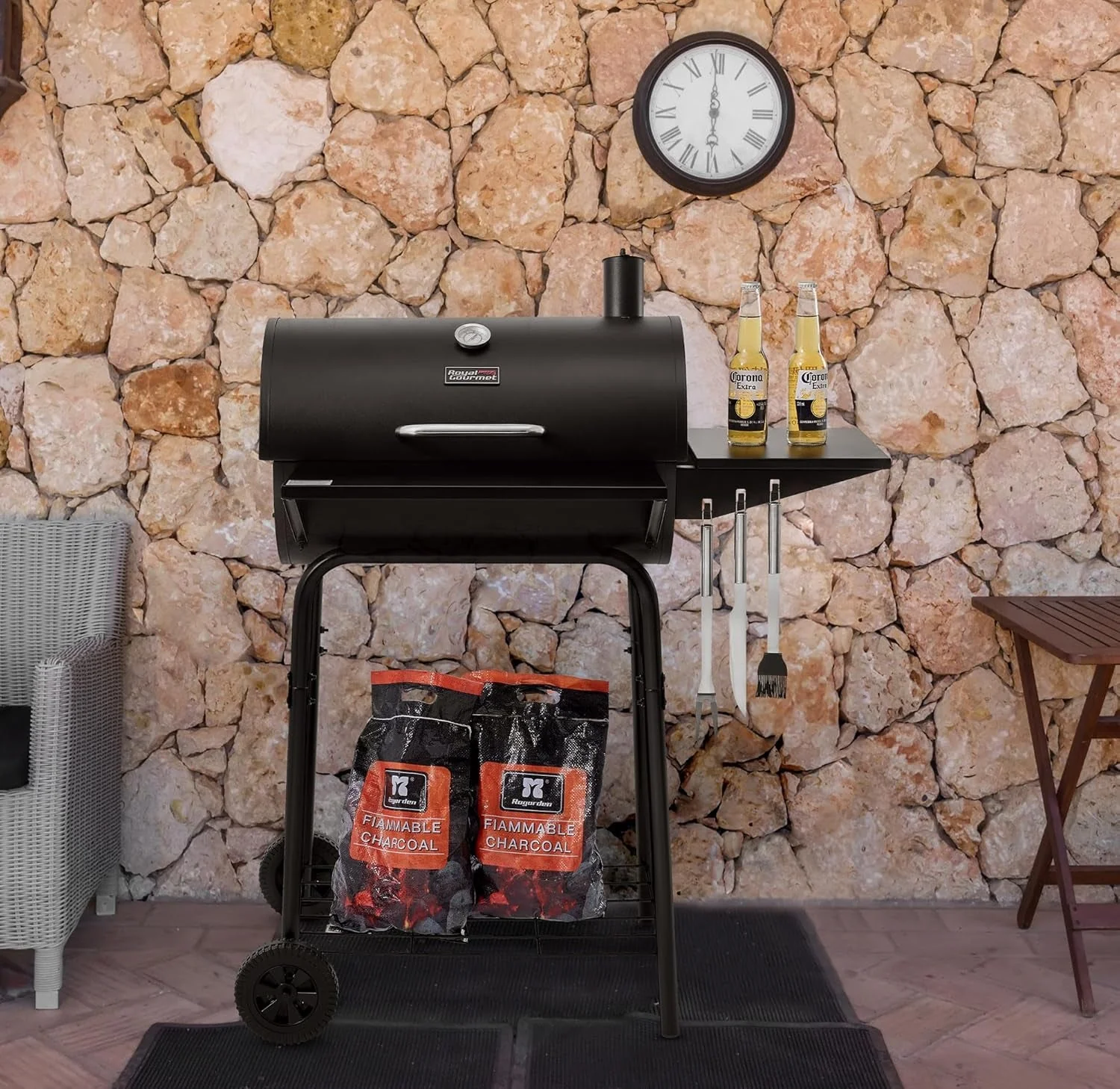 Original Large Barrel Charcoal Grill With Upgraded Shelving Top-Quality