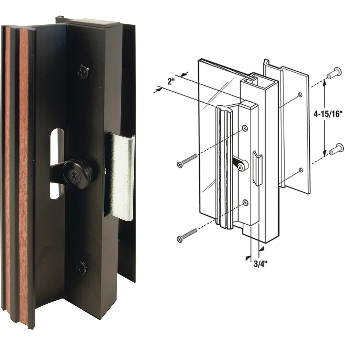 High-End Prime-Line Black Surface Mounted Clamp Sliding Patio Door Handle Set High-Performance