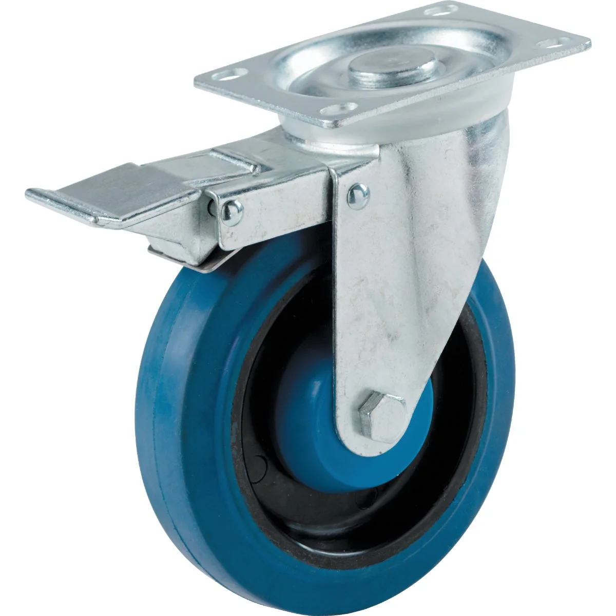 Contemporary Shepherd 4 In. Elastic Rubber General-Duty Swivel Plate Caster with Brake High-Performance