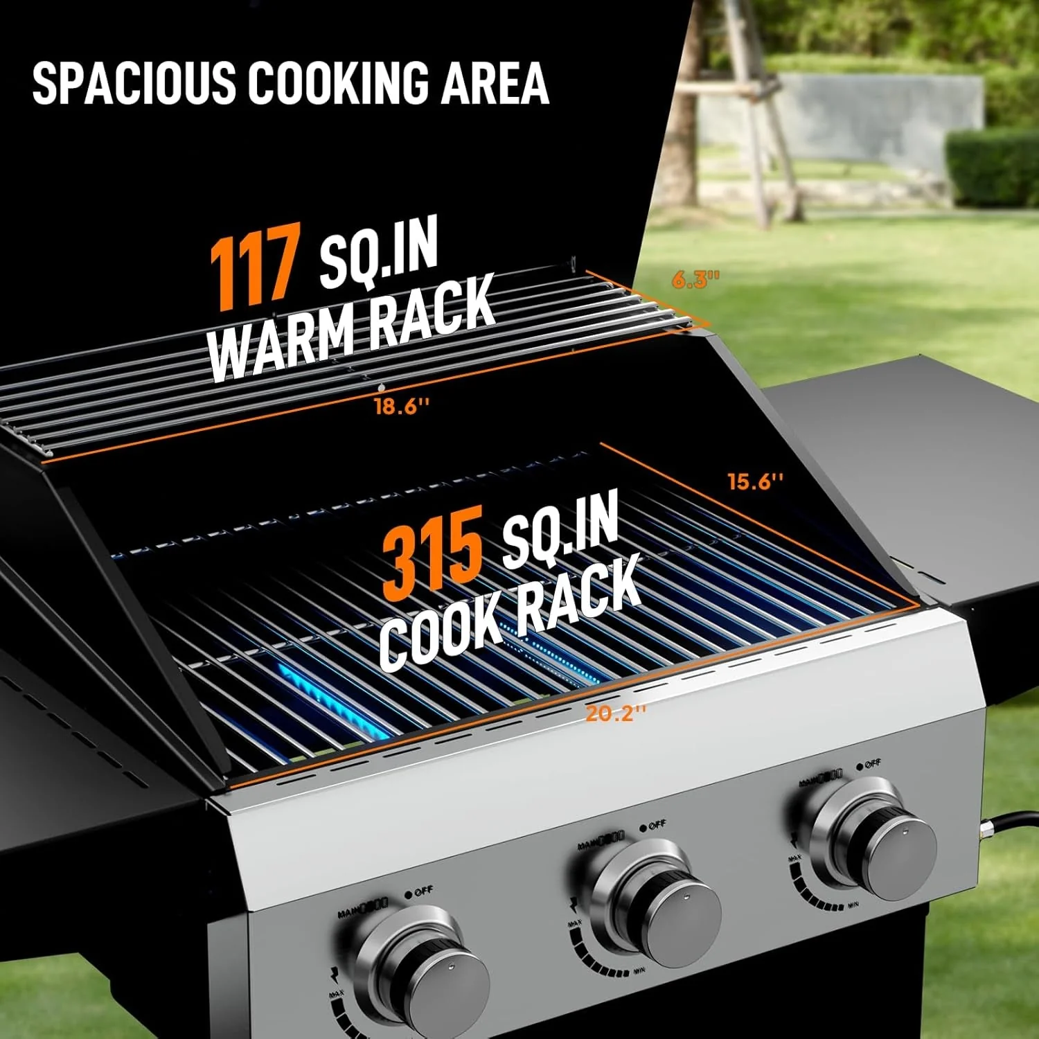 Specialty Three Burner Portable Propane Grill Weather Resistant BTU Refined