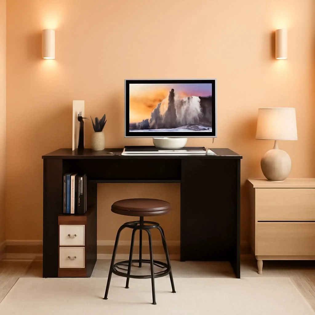 Fast Espresso Finish Home Office Desk With Open Shelves Expertly Made