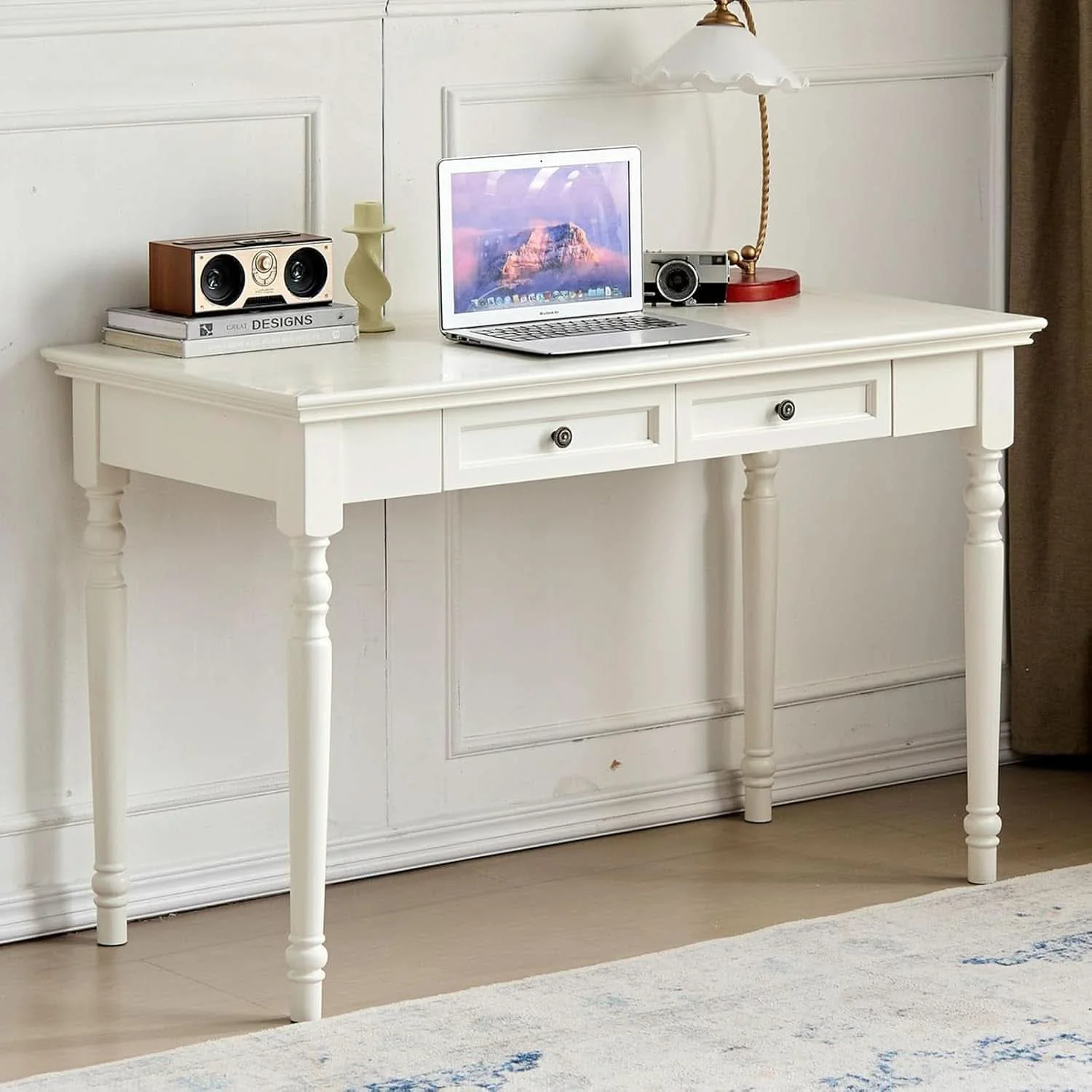 Minimalist 47 Inch Desk With Drawers Solid Wood Home Office Desk Advanced