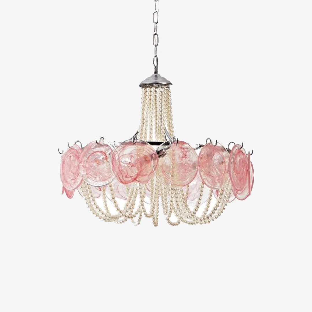 Recyclable Murano Pink Glass Chandelier Certified
