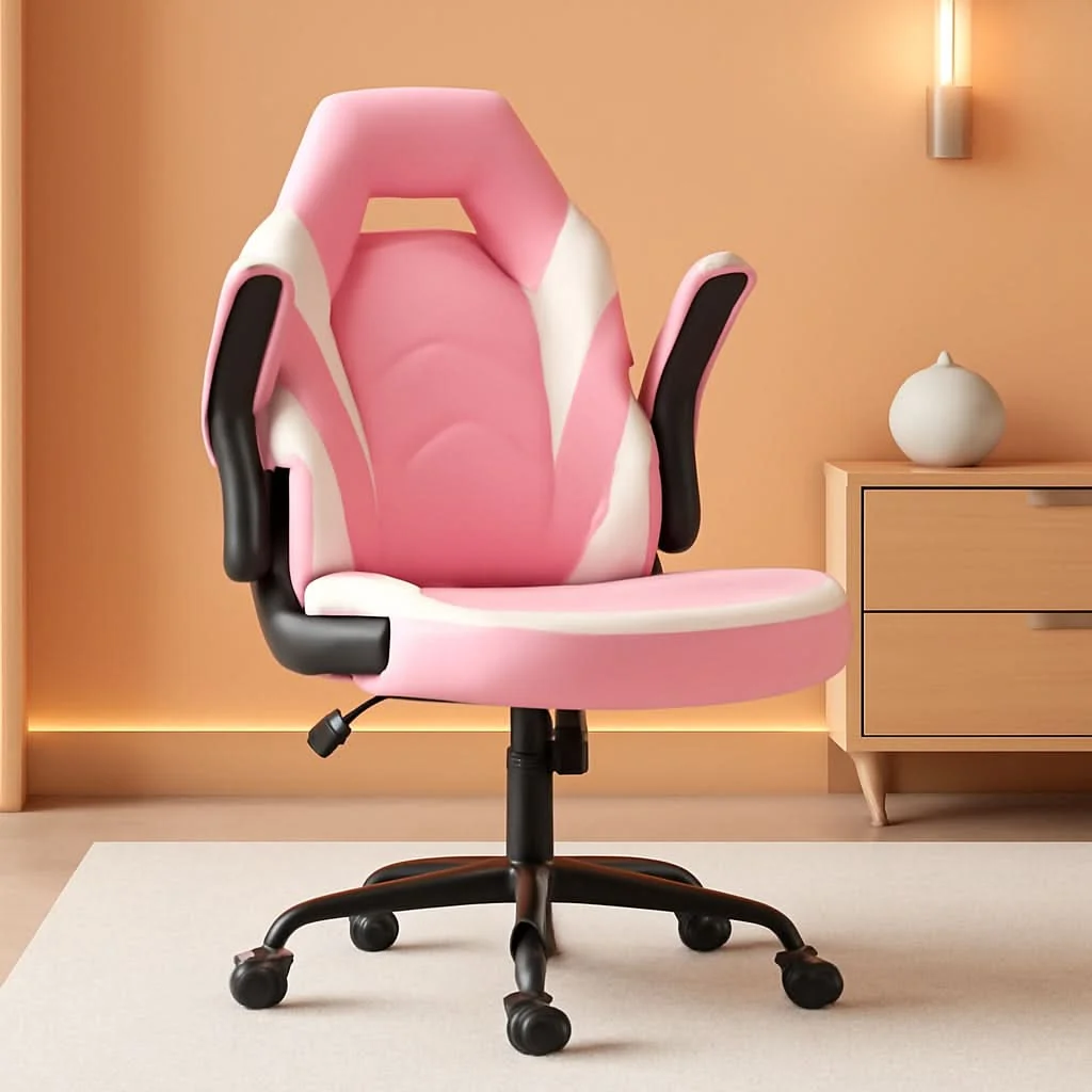 Responsible Pink Ergonomic Gaming Desk Chair With Adjustable Armrests Stylish