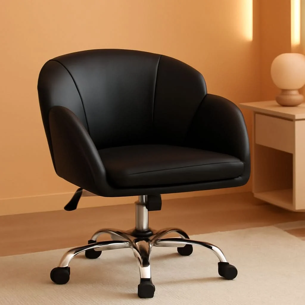 Premium Black Velvet Upholstered Swivel Desk Chair For Office Stylish