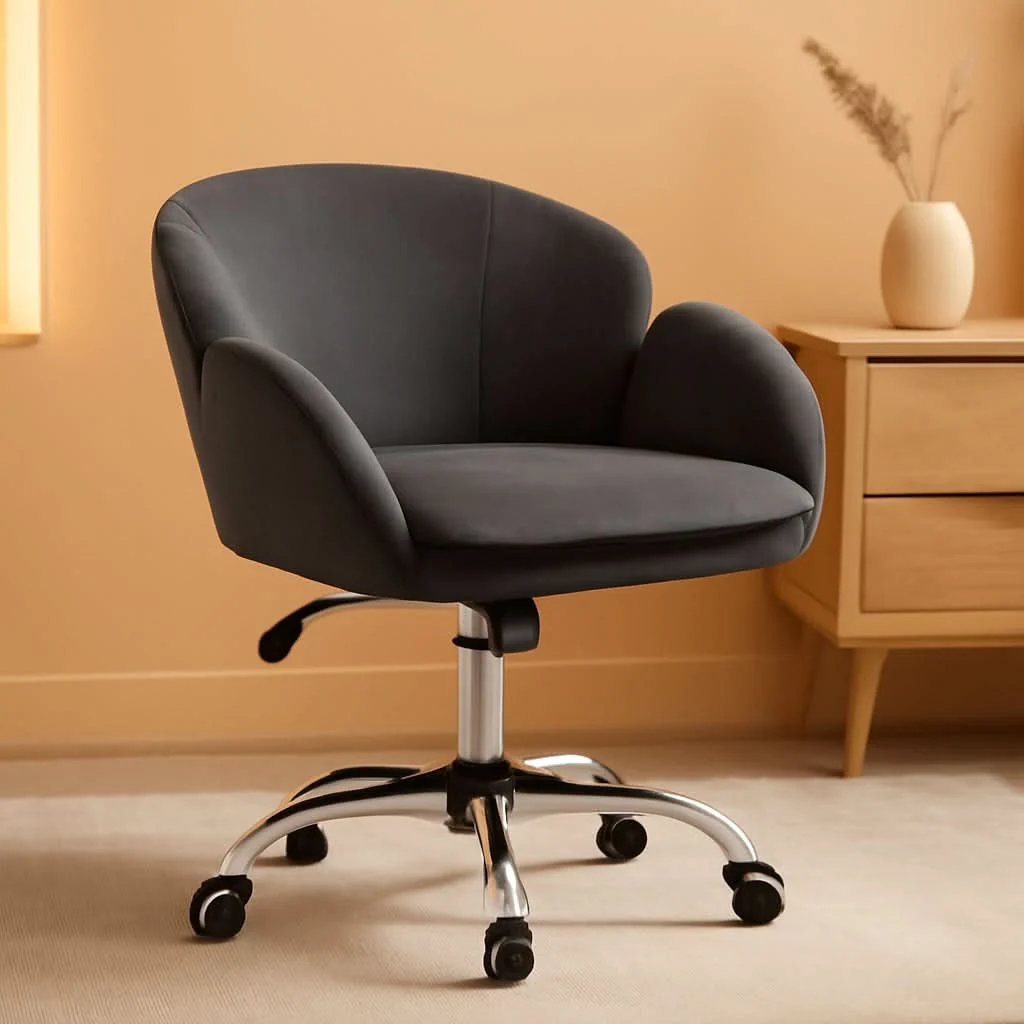 Elite Dark Gray Desk Chair With Armrests For Home Office Clean
