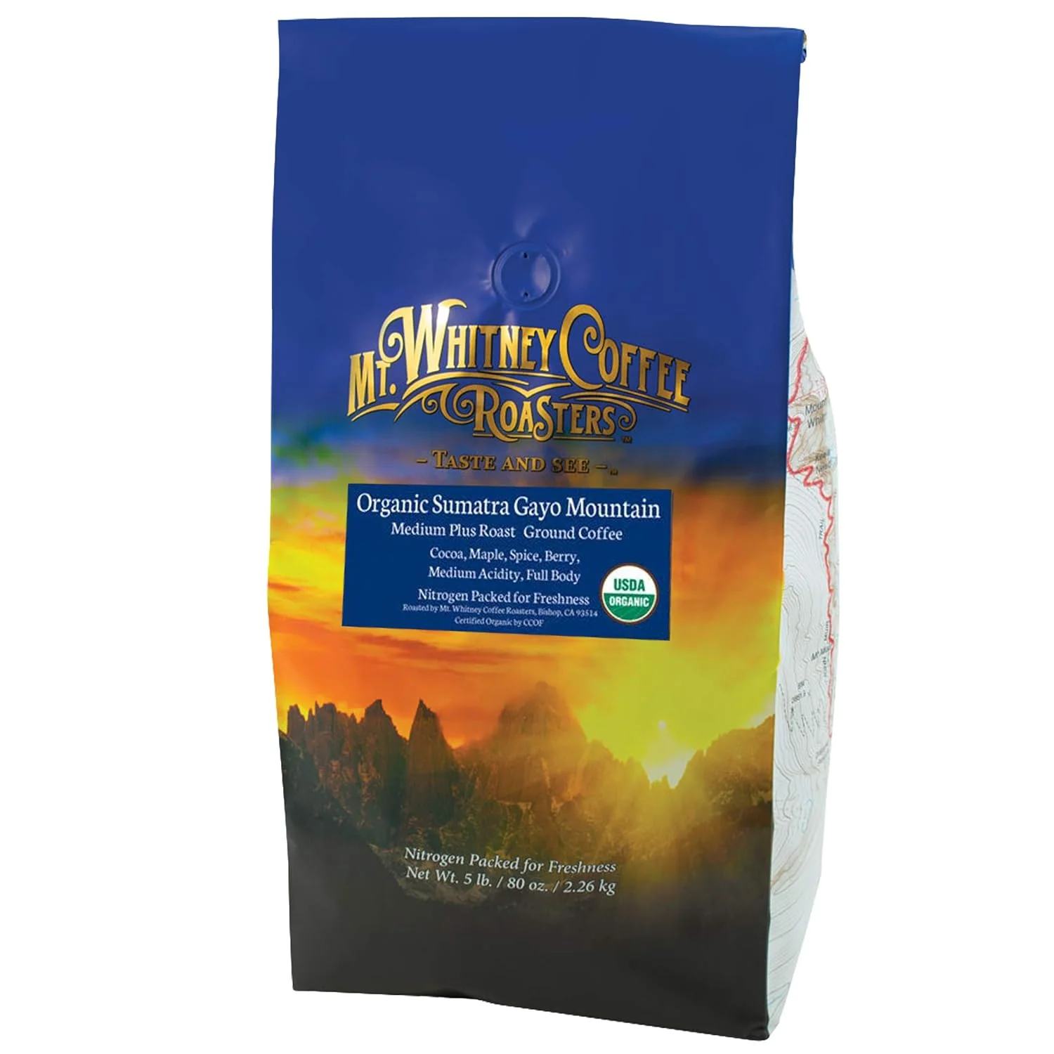 Efficient Mt. Whitney Organic Gayo Mountain Sumatra Medium Dark Roast Low Acid Coffee Ground 5 Lb Proven