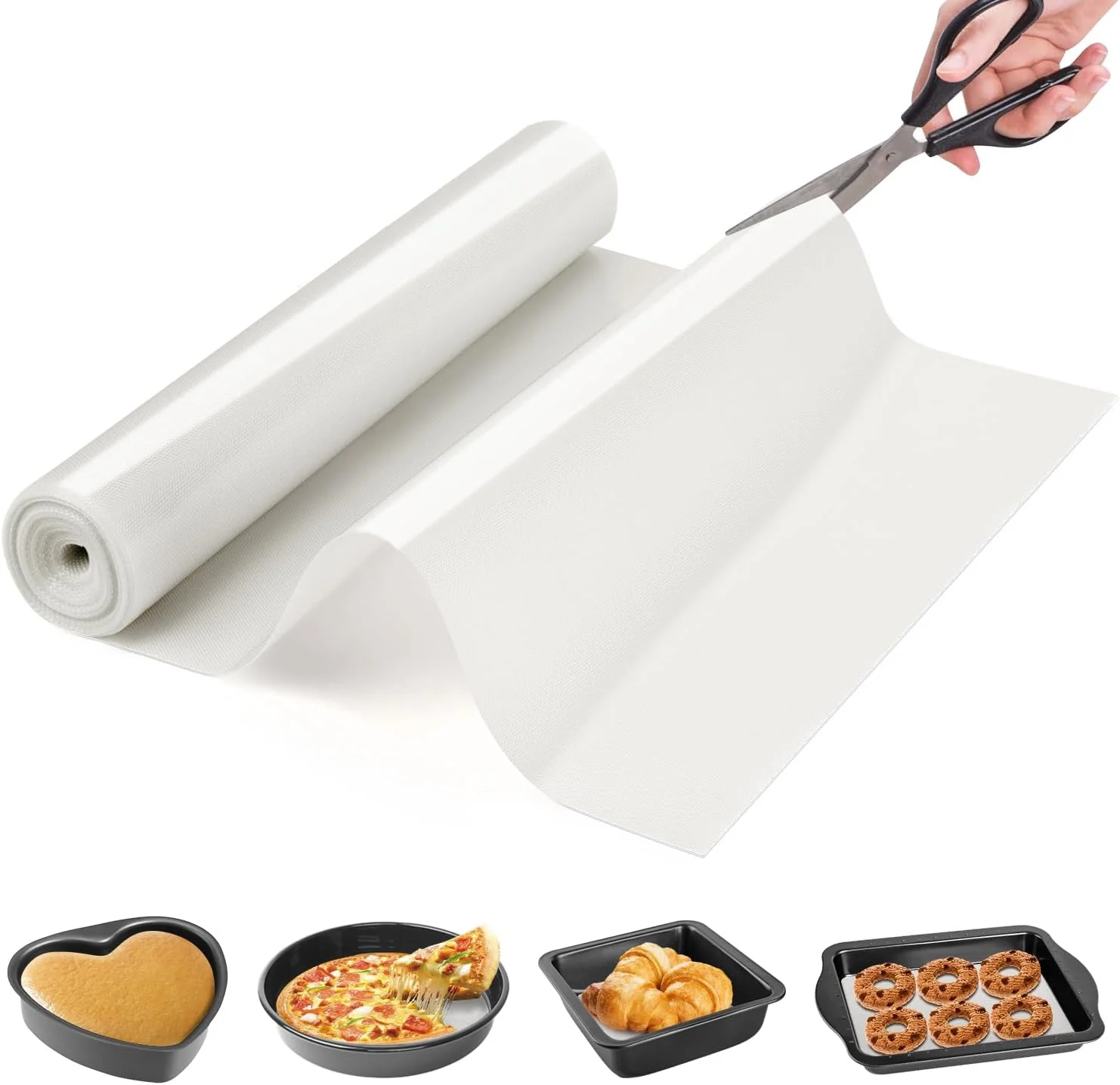 Long-Lasting Silicone Baking Mat Roll-Customizable Silicone Mat for Baking- Heat Resistant Silicone Macaron Baking Mat for Cookie Bread Pizza User-Friendly