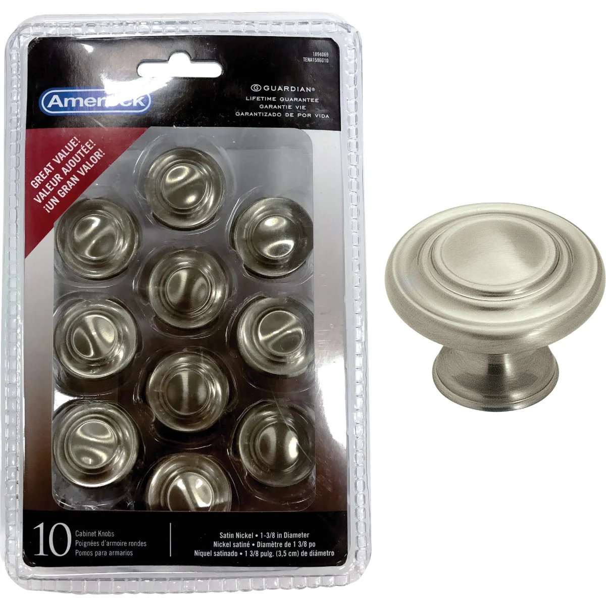 Flexible Amerock Inspirations Satin Nickel 1-5 16 In. Cabinet Knob 10-Pack Trendy
