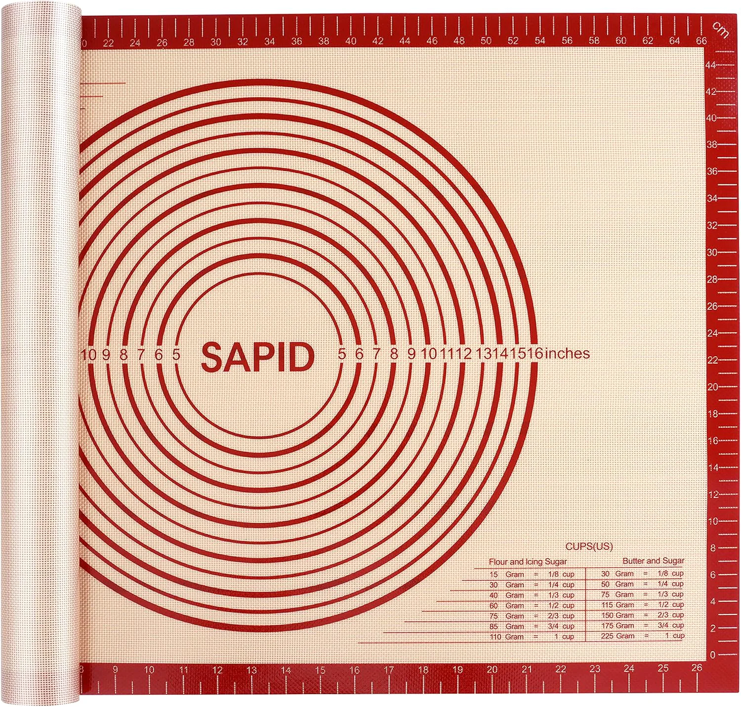 Expertly Made Sapid Thick Silicone Pastry Mat Baking Dough Rolling Extra Large 20 x 28 Non-slip with Measurements for Non-stick Dough Rolling Pie Crust Kneading Mats Countertop Placement Mats Red Premium