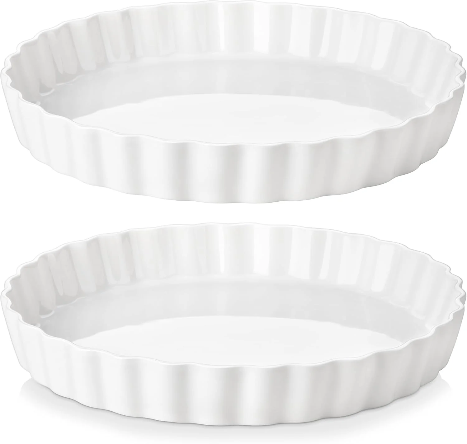 Breathable Lovecasa Porcelain Pie Pan Quiche Baking Dish 10 Inch Non-Stick Round Pie Dish Quiche Pan Tart Pan with Ruffled Edge Pie Plate for Apple Quiche Original