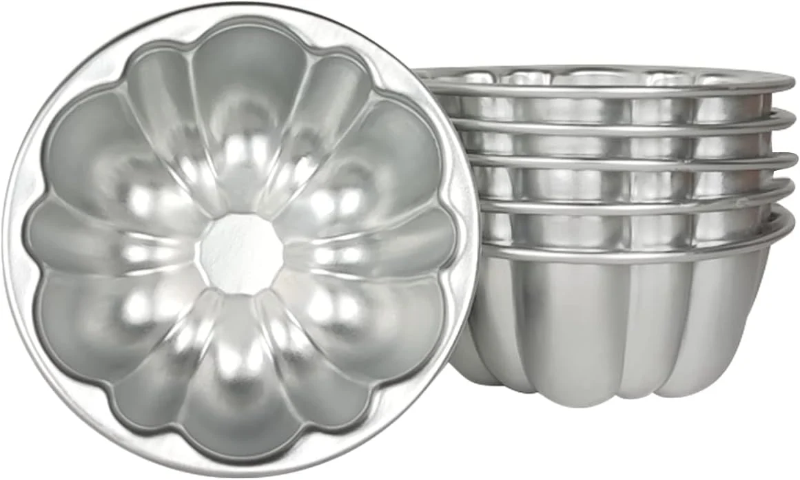 Reliable Aluminum Molds for Jello Small Tartlets Nonstick for Steaming and Baking Mini Pudding Pan Cup Cake Molds Cupcake Muffin Cups for Small Desserts 6 Pieces High-Quality