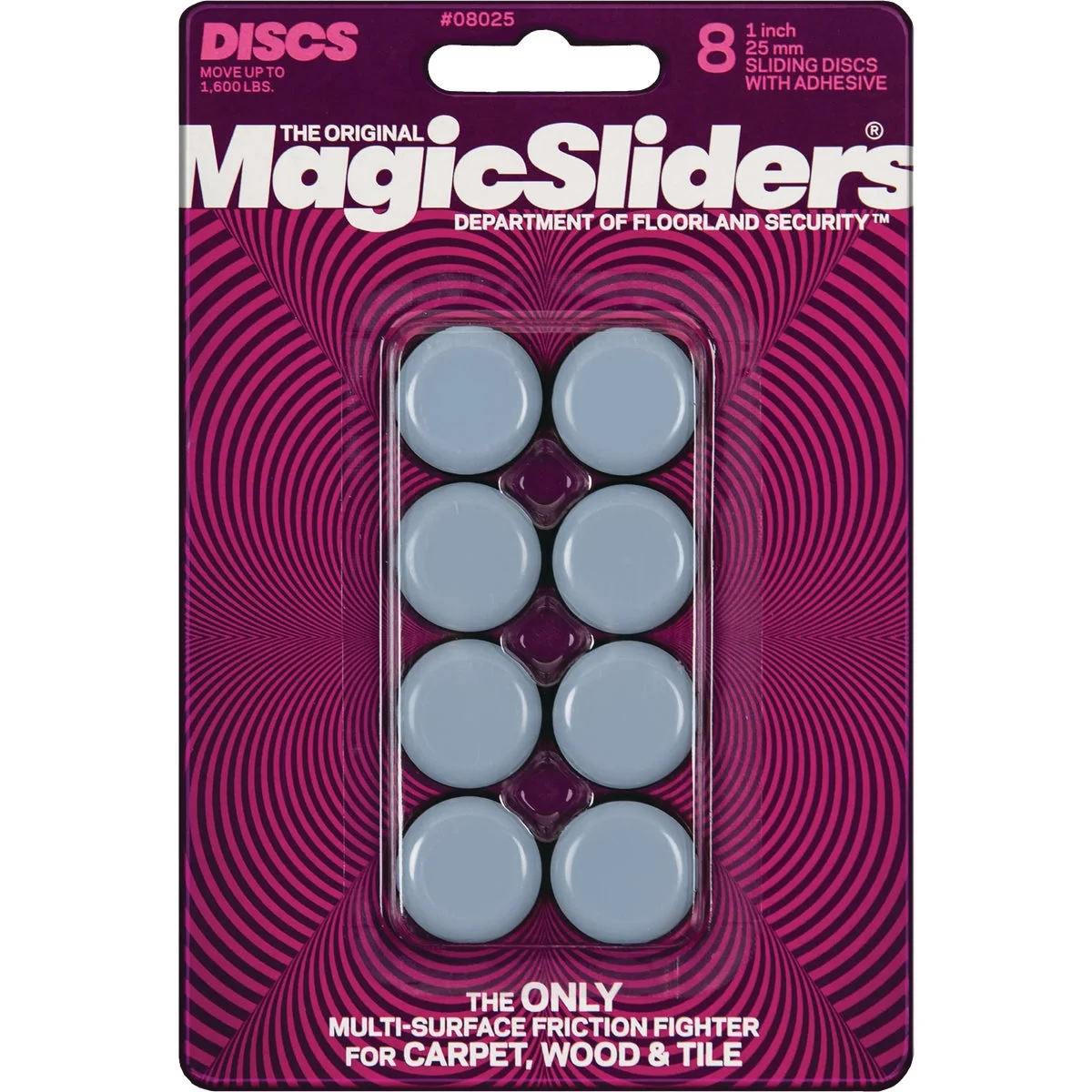 Elegant Sliders 1 In. Round Adhesive Furniture Glide 8-Pack Relaxed