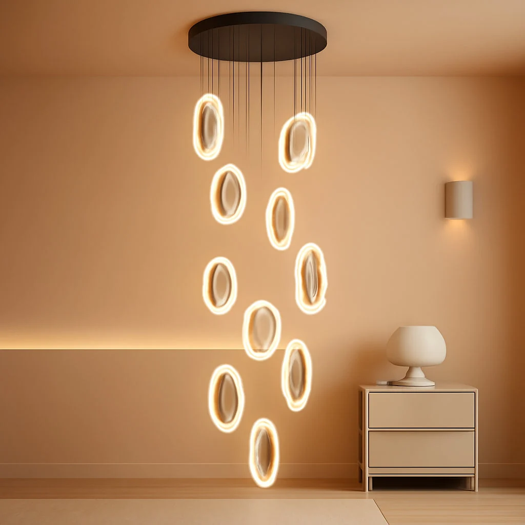 Casual 10-Light Crystal Ring Chandelier Ceiling Light Black Convenient