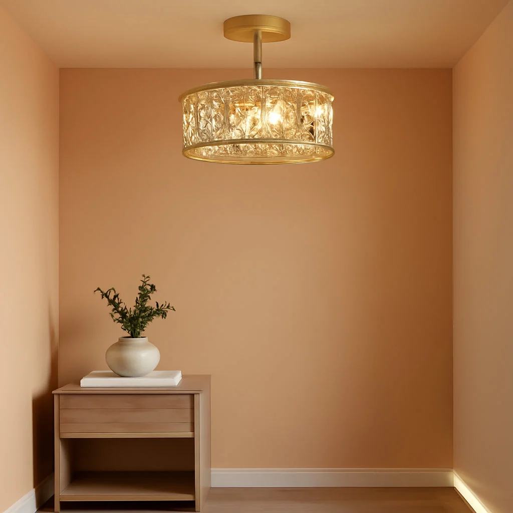 Top-Quality Crystal Ceiling Light 12Inch Gold Chandelier Fixture Effective
