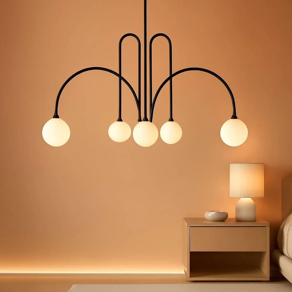 Carefully Designed Contemporary Black Six Light Sputnik Ceiling Chandelier Exclusive