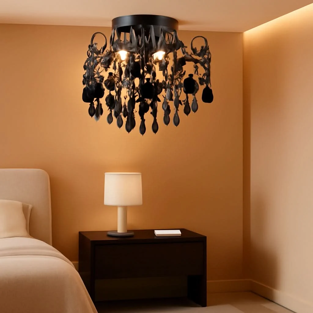 Top-Quality Black Crystal Flush Mount Ceiling Light 3 Light G9 High-Performance