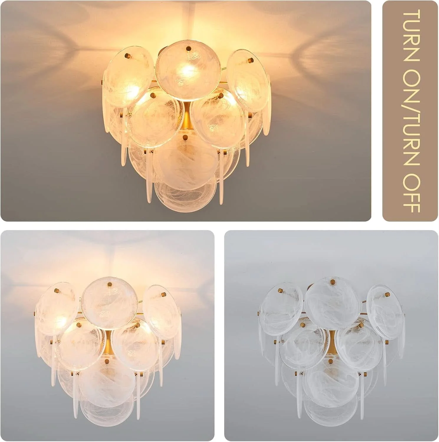Convenient Gold 4 Light Crystal Glass Flush Mount Ceiling Light Outstanding