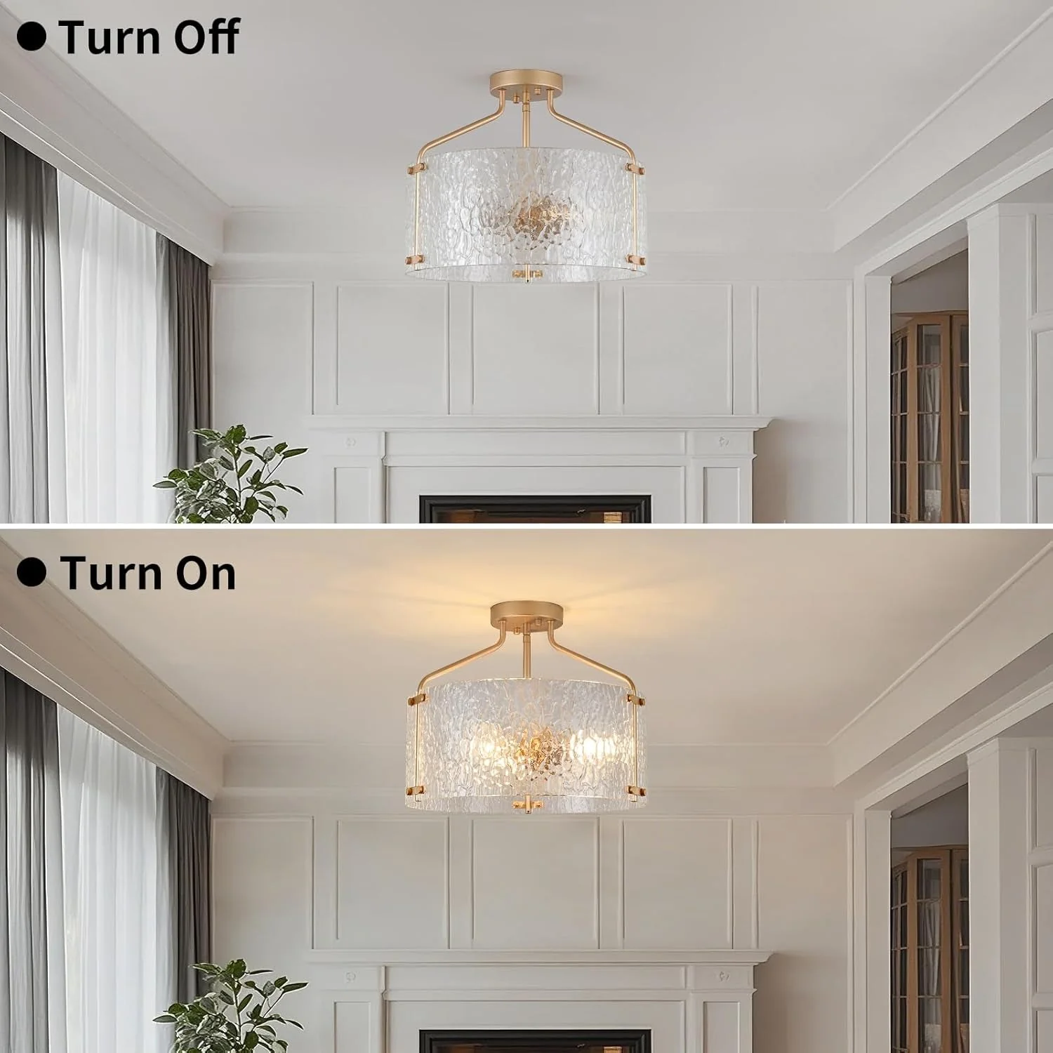 Smooth Gold 16Inch Semi Flush Ceiling Light Fixture Radiant Authentic